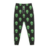 Green Alien Face Print Jogger Pants