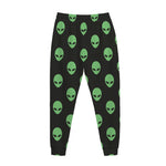 Green Alien Face Print Jogger Pants