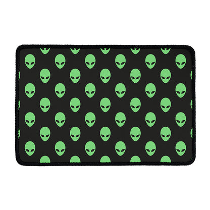 Green Alien Face Print Kitchen Mat