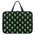 Green Alien Face Print Laptop Sleeve With Handle