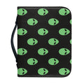 Green Alien Face Print Leather Bible Cover