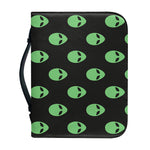 Green Alien Face Print Leather Bible Cover