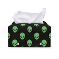 Green Alien Face Print Leather Tissue Box Cover