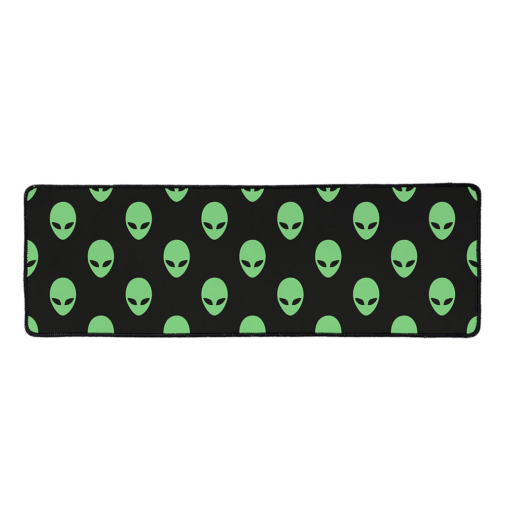 Green Alien Face Print Long Kitchen Mat