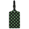 Green Alien Face Print Luggage Tag