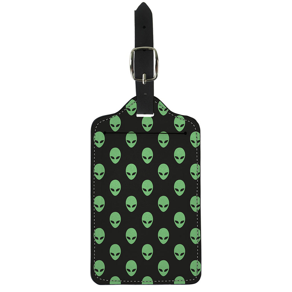 Green Alien Face Print Luggage Tag