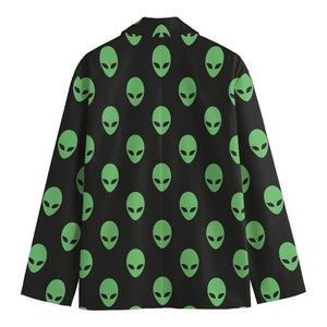 Green Alien Face Print Men's Blazer