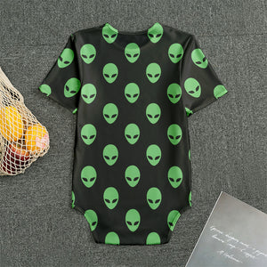 Green Alien Face Print Men's Bodysuit