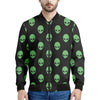 Green Alien Face Print Men's Bomber Jacket