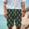 Green Alien Face Print Men's Cargo Shorts