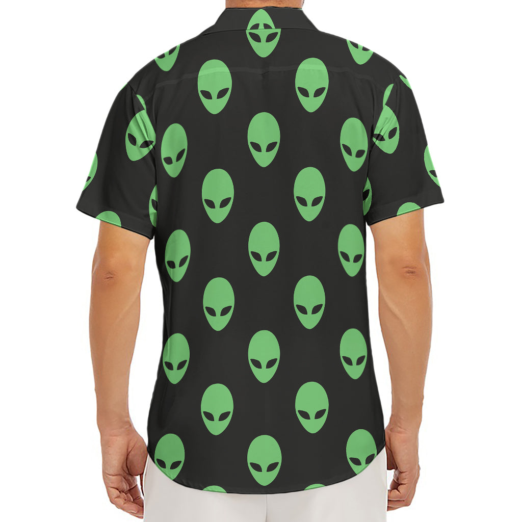 Green Alien Face Print Men's Deep V-Neck Shirt