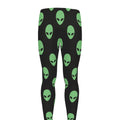 Green Alien Face Print Men's Leggings
