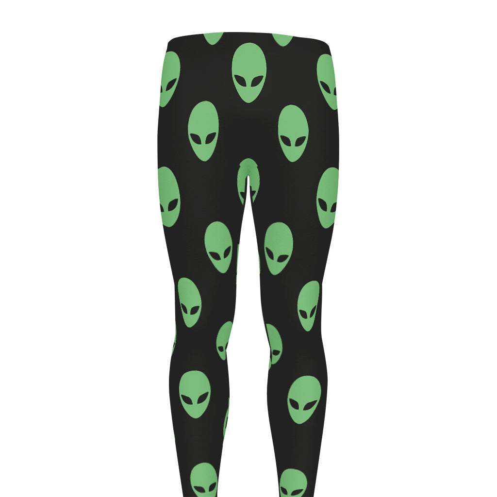 Green Alien Face Print Men's leggings