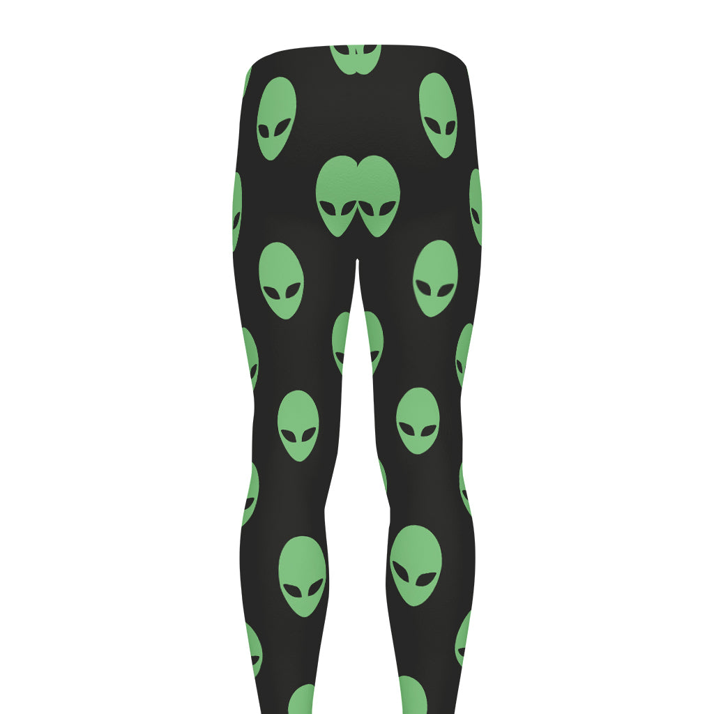 Green Alien Face Print Men's leggings