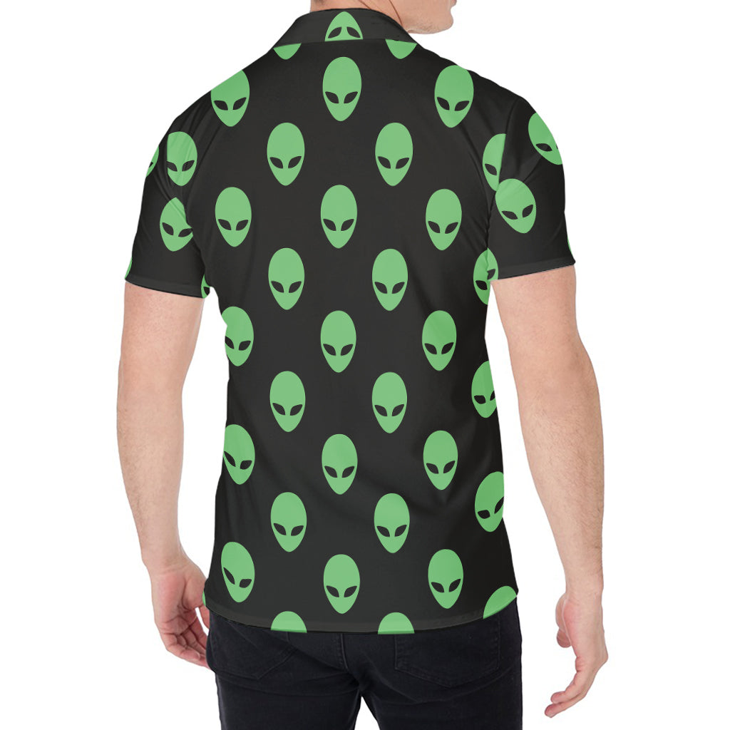 Green Alien Face Print Men's Shirt