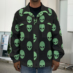 Green Alien Face Print Men's Shirt Jacket