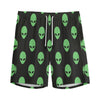 Green Alien Face Print Men's Sports Shorts