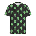 Green Alien Face Print Men's Athletic T-Shirt
