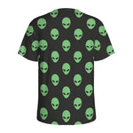 Green Alien Face Print Men's Sports T-Shirt