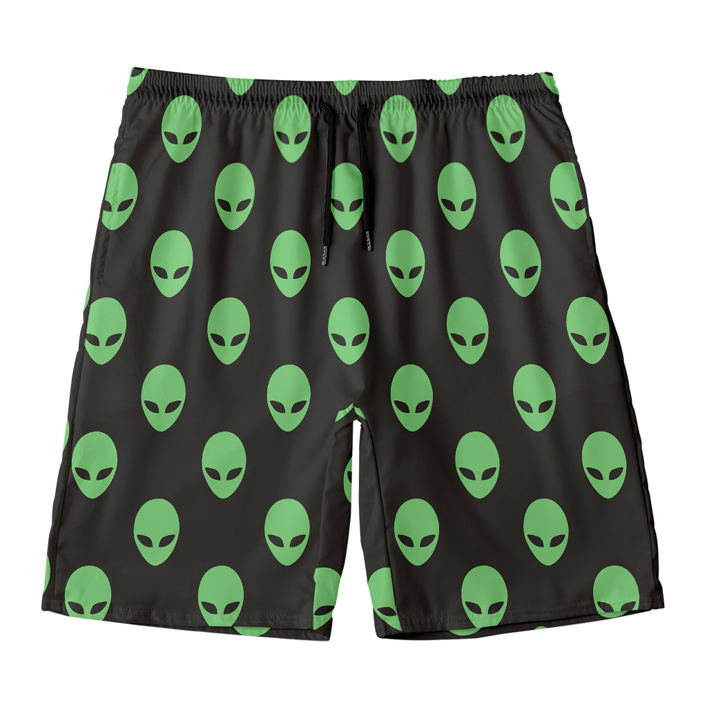 Green Alien Face Print Men's Swim Trunks