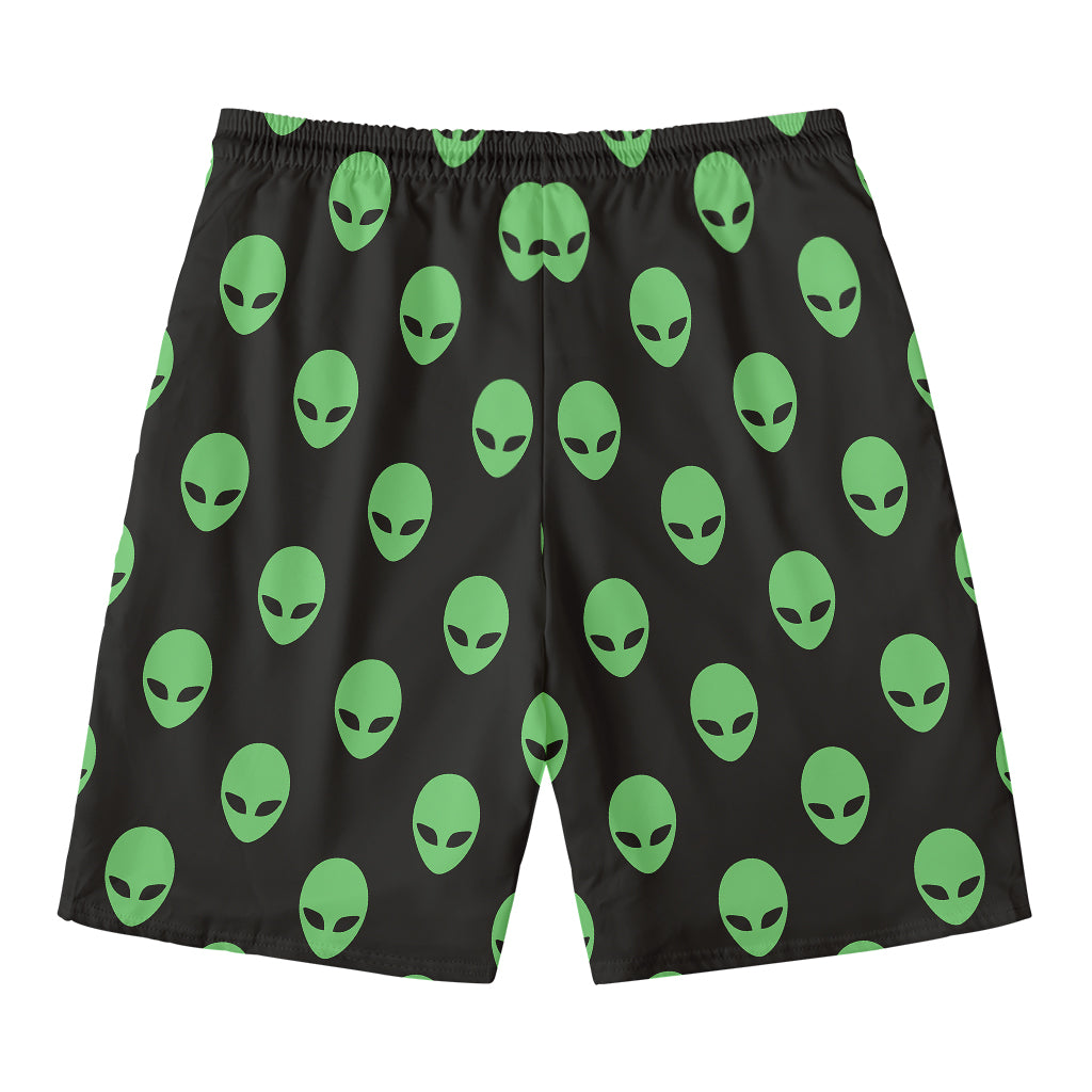 Green Alien Face Print Men's Swim Trunks