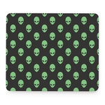 Green Alien Face Print Mouse Pad