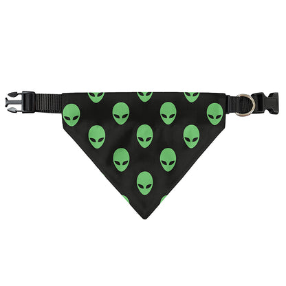 Green Alien Face Print Over The Collar Dog Bandana