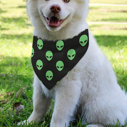 Green Alien Face Print Over The Collar Dog Bandana