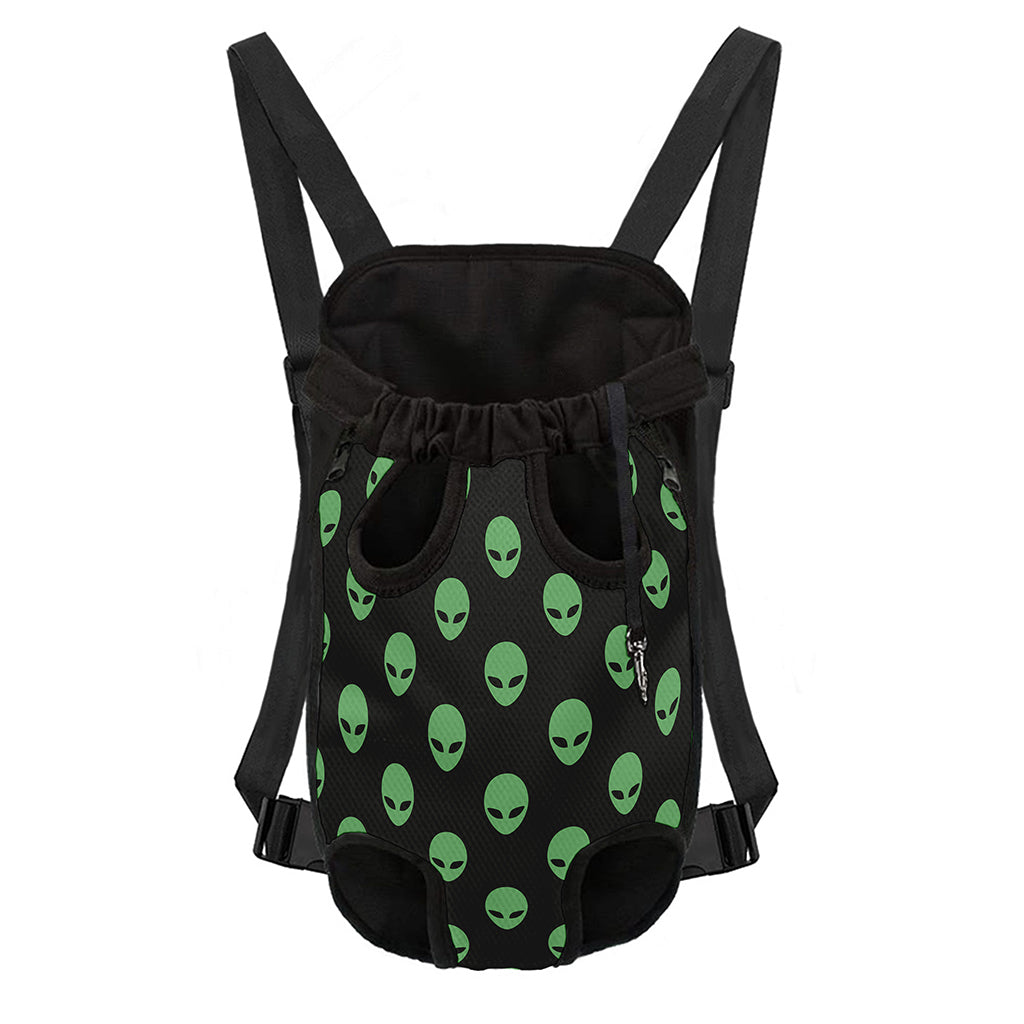 Green Alien Face Print Pet Carrier Backpack