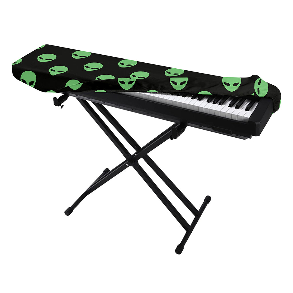 Green Alien Face Print Piano Keyboard Cover