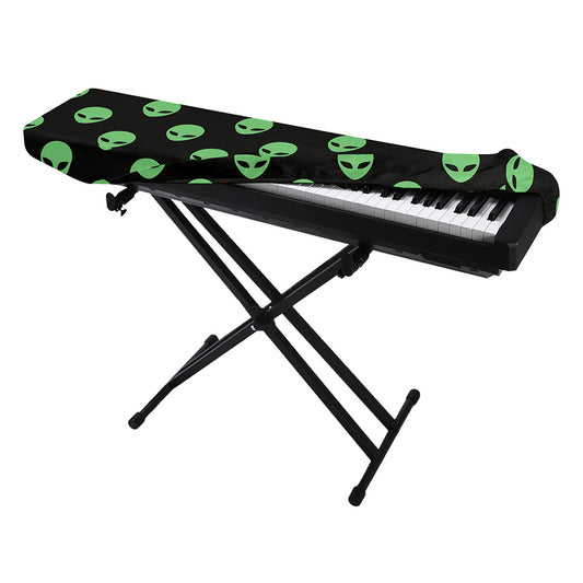 Green Alien Face Print Piano Keyboard Cover