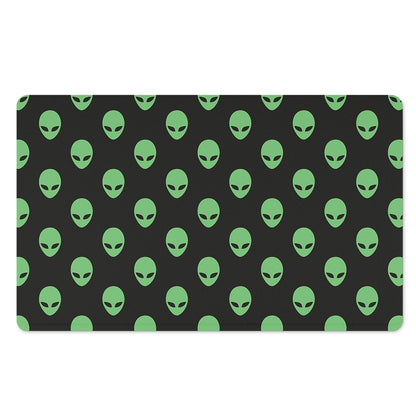 Green Alien Face Print Polyester Doormat