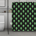 Green Alien Face Print Polyester Shower Curtain