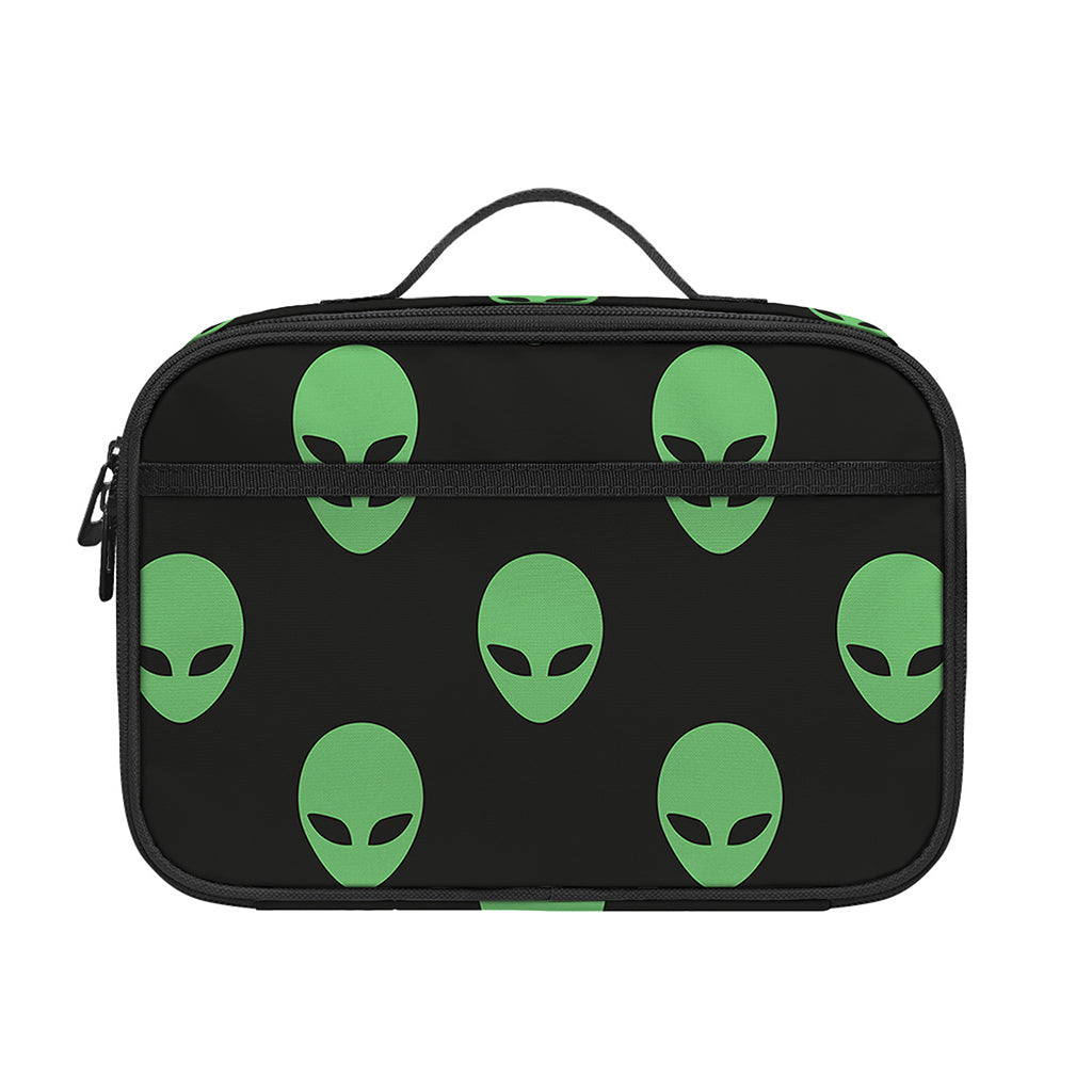 Green Alien Face Print Portable Lunch Bag