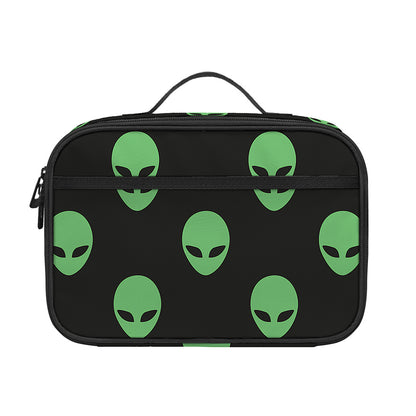 Green Alien Face Print Portable Lunch Bag