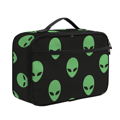Green Alien Face Print Portable Lunch Bag