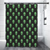 Green Alien Face Print Premium Shower Curtain