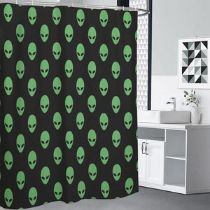 Green Alien Face Print Premium Shower Curtain