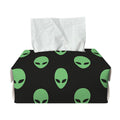 Green Alien Face Print Rectangle Tissue Box Cover
