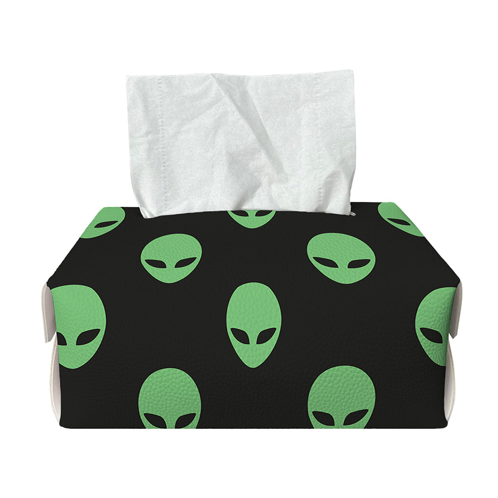 Green Alien Face Print Rectangle Tissue Box Cover
