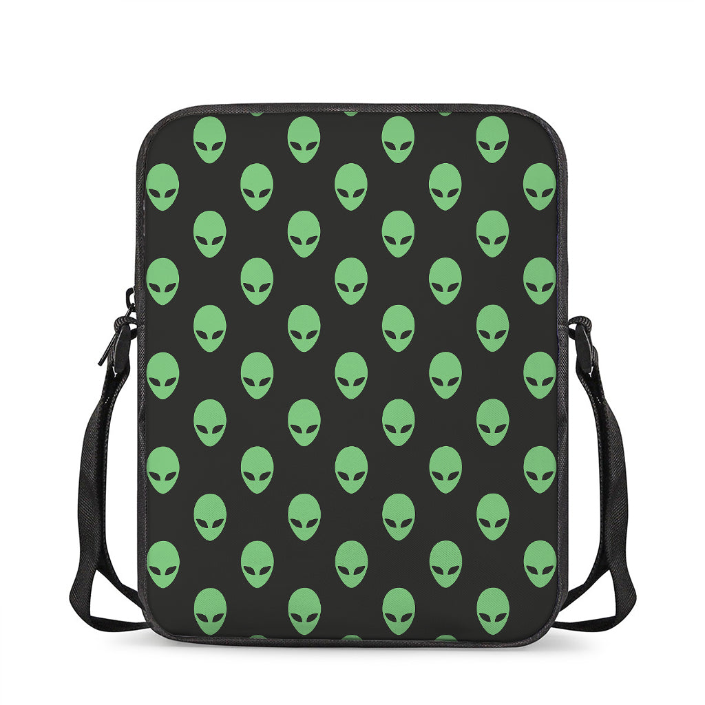 Green Alien Face Print Rectangular Crossbody Bag