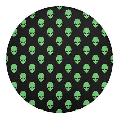 Green Alien Face Print Round Blanket