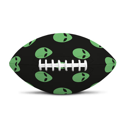 Green Alien Face Print Rugby Ball