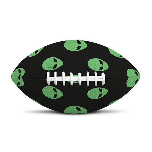 Green Alien Face Print Rugby Ball