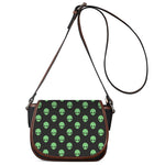 Green Alien Face Print Saddle Bag