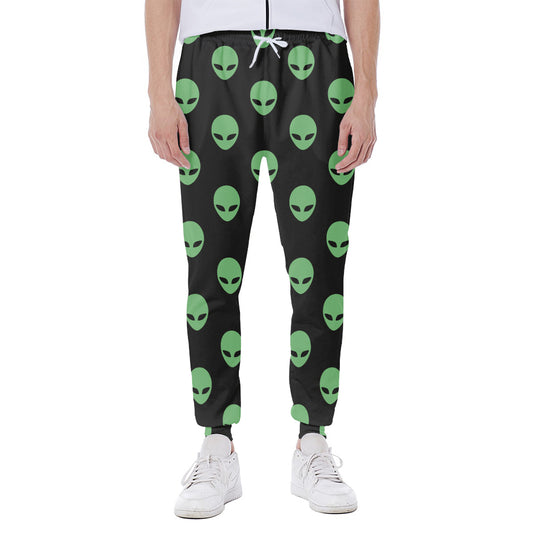 Green Alien Face Print Scuba Joggers