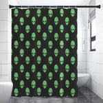 Green Alien Face Print Shower Curtain