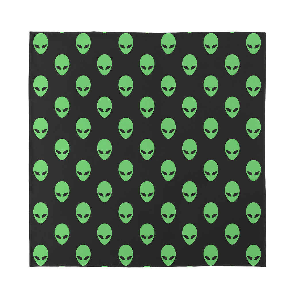 Green Alien Face Print Silk Bandana