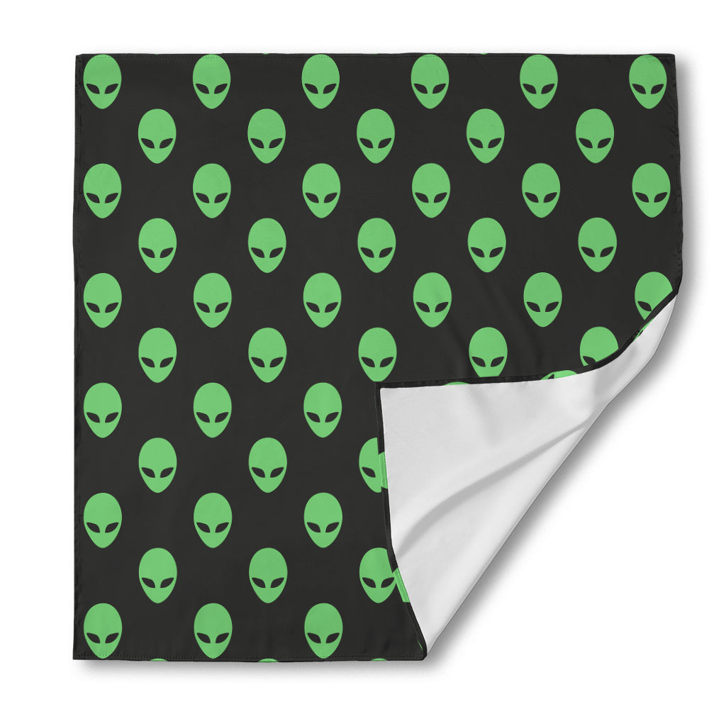 Green Alien Face Print Silk Bandana