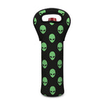 Green Alien Face Print Single Neoprene Wine Tote